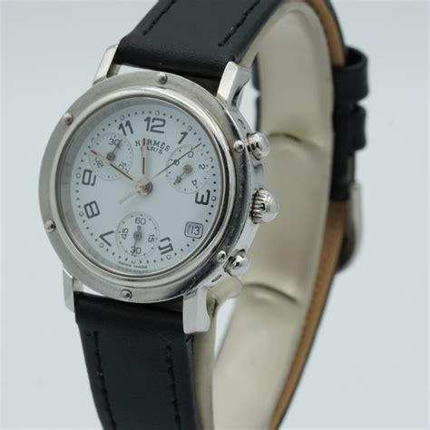 hermes uhr clipper groß aus stahl